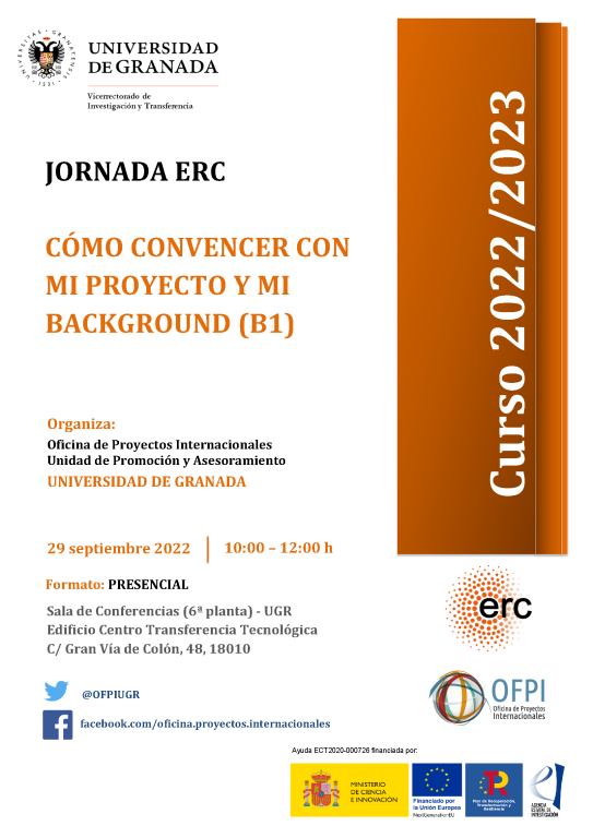 aparece un cartel blanco con toda la informacion esencial de la jornada informativa que viene indicada en la noticia. En la parte derecha aparece un figura rectangular en color naranja en la que se indica el curso academico 2022 2023
