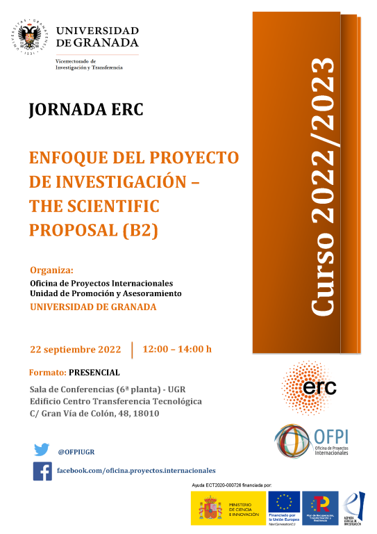 aparece un cartel blanco con toda la informacion esencial de la jornada informativa que viene indicada en la noticia. En la parte derecha aparece un figura rectangular en color naranja en la que se indica el curso academico 2022 2023