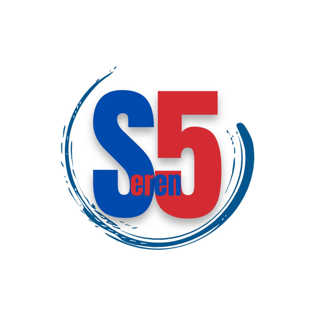 Aparece el logo de Seren5 sobre un fondo blanco. Aparece en mayúsculo y con un tamaño más grande la letra S (azul) y 5 (rojo) y en minúscula las letras "eren"