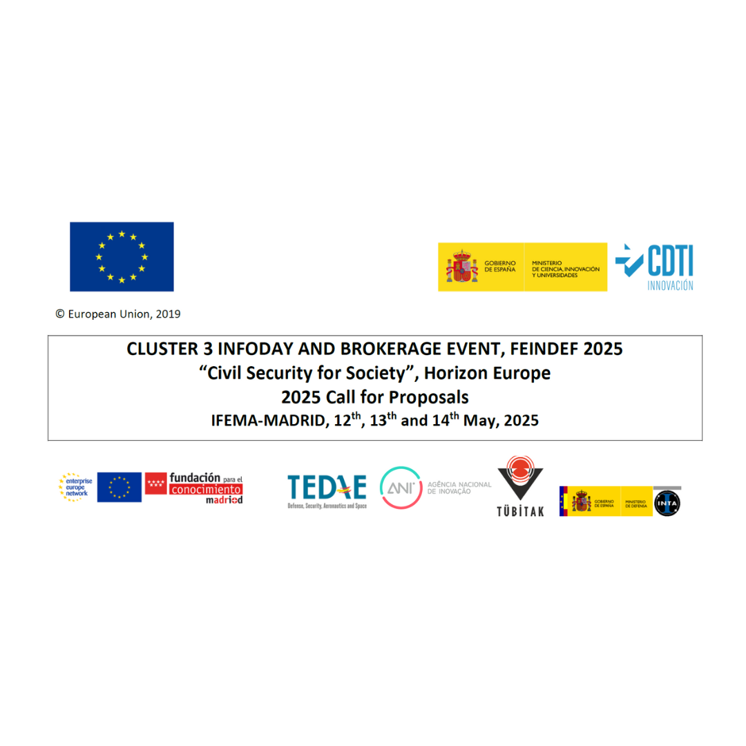 Aparece una imagen sobre un fondo blanco en el que aparece el nombre del evento y sus fechas de realización junto con los logos de diferentes entidades participantes como la CE.