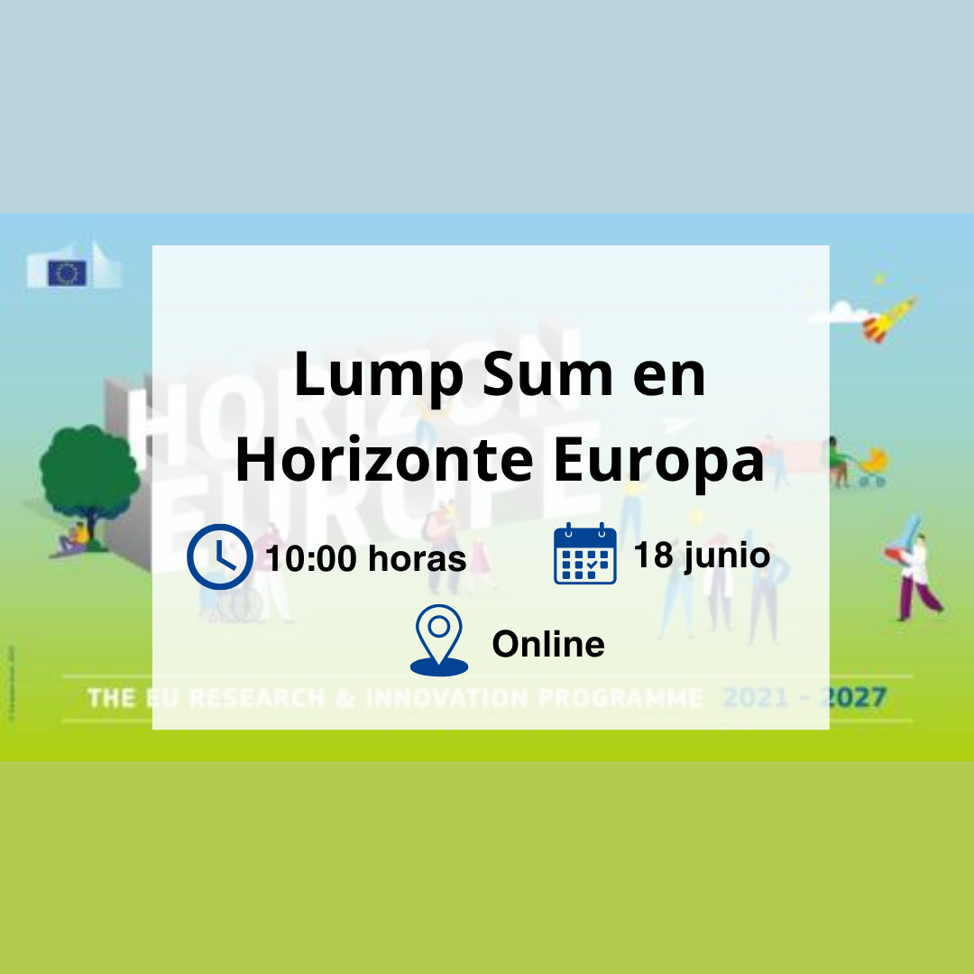 Aparece una imagen que promociona una jornada informativa la financiación Lum Sump. Se observan ilustraciones de personas interactuando en un entorno urbano y natural. El evento se celebrará el 18 de junio online.