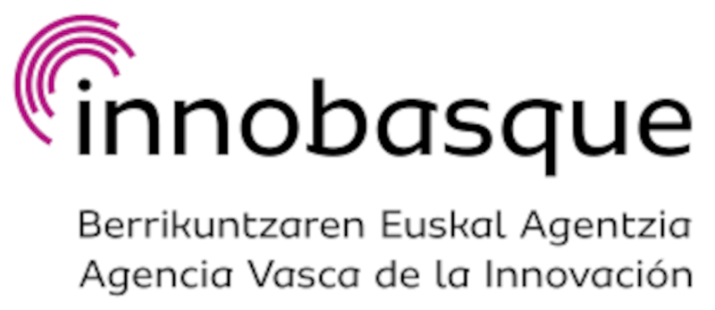 logo INNOBASQUE aparece un cartel blanco con el texto en negro bordeado por semicírculos de color rosa