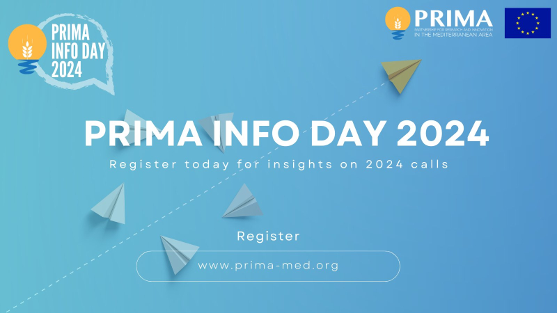 Aparece sobre un fondo azul los datos básicos de la jornada informativa PRIMA (nombre, fecha, registro y web)