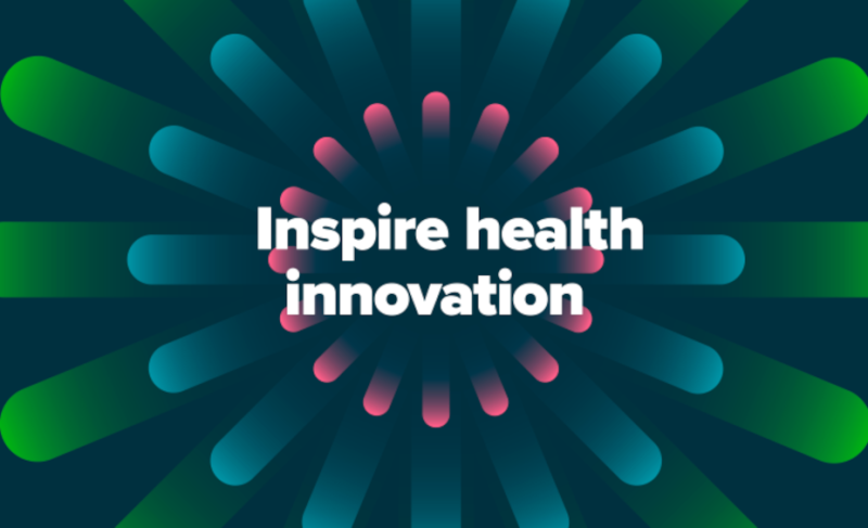 cartel Incubadora de Ideas – Iniciativa de Salud Innovadora (IHI) aparece una imagen con fondo oscuro y con el texto en blanco con imágenes inscrustadas