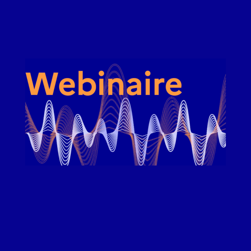 cartel Webinario | HE | Becas Postdoctorales MSCA | Cooperación bilateral franco-española | 30 enero 2024 aparece una imagen de unas ondas blancas sobre un fondo azul, además aparece escrito las palablas "webinaire"