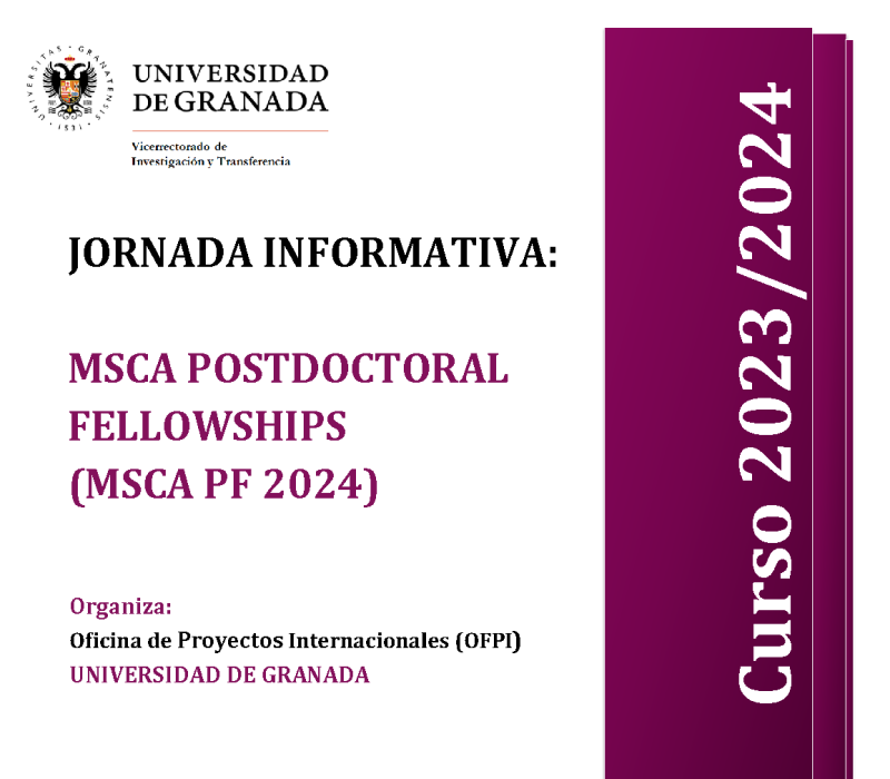 aparece un cartel blanco con toda la información esencial de la sesión que viene indicada en la noticia. En la parte derecha aparece un figura rectangular en color morado en la que se indica el curso académico 2023 2024