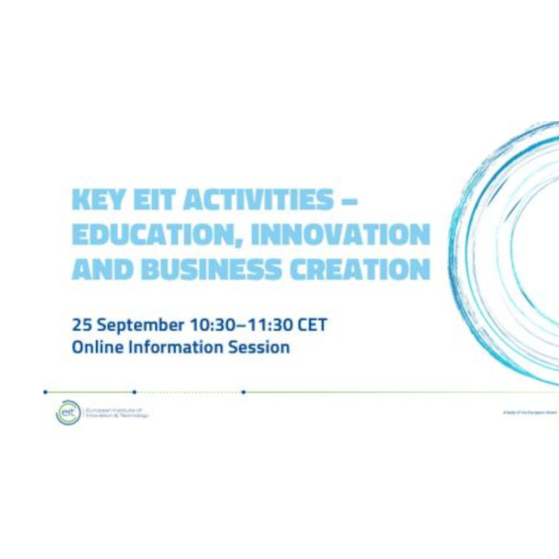 Webinario | Actividades clave del EIT | 25 septiembre 2024 Aparece una imagen con fondo blanco y con toda la información esencial del evento que viene indicada en la noticia en texto azul