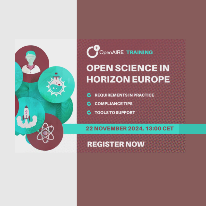 Webinario | Ciencia abierta en Horizonte Europa | 22 noviembre 2024 Aparece un cartel en el que el lado derecho del mismo se encuentra sobre un fondo marron y contiene los datos basicos de la jornada. A la derecha hay una serie de dibujos sobre círculos y un fondo marron claro casi blanco