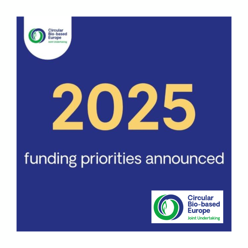 Cartel | Convocatoria | Circular Bio-based Europe (CBE-JU) | Programa Trabajo 2025 | 17 septiembre 2025 Aparece un cartel que anuncia las prioridades de financiación para el año 2025 de la iniciativa Circular Bio-based Europe (CBE-JU). Utiliza un diseño minimalista con un fondo azul y texto amarillo para destacar el mensaje principal. Incluye el logotipo oficial de la organización en las esquinas superior izquierda e inferior derecha.