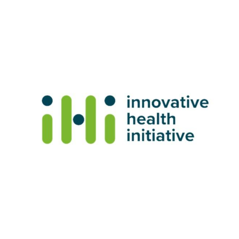 Cartel | Jornadas informativas | IHI | Convocatoria 11 | 23 – 30 junio 2025 Aparece una imagen que muestra el logotipo de la Innovative Health Initiative (IHI). El diseño combina barras verdes verticales con círculos azules, formando un esquema gráfico moderno. A la derecha del logotipo figura el nombre de la iniciativa en letras minúsculas de color azul.